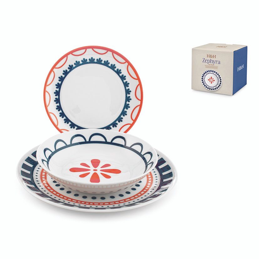 VAJILLA PORCELANA 18 PZAS. ZEPHYRA