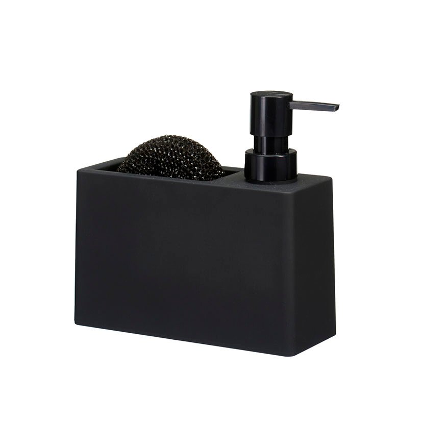 Dispensador JABON C/esponja, NEGRO Koopman