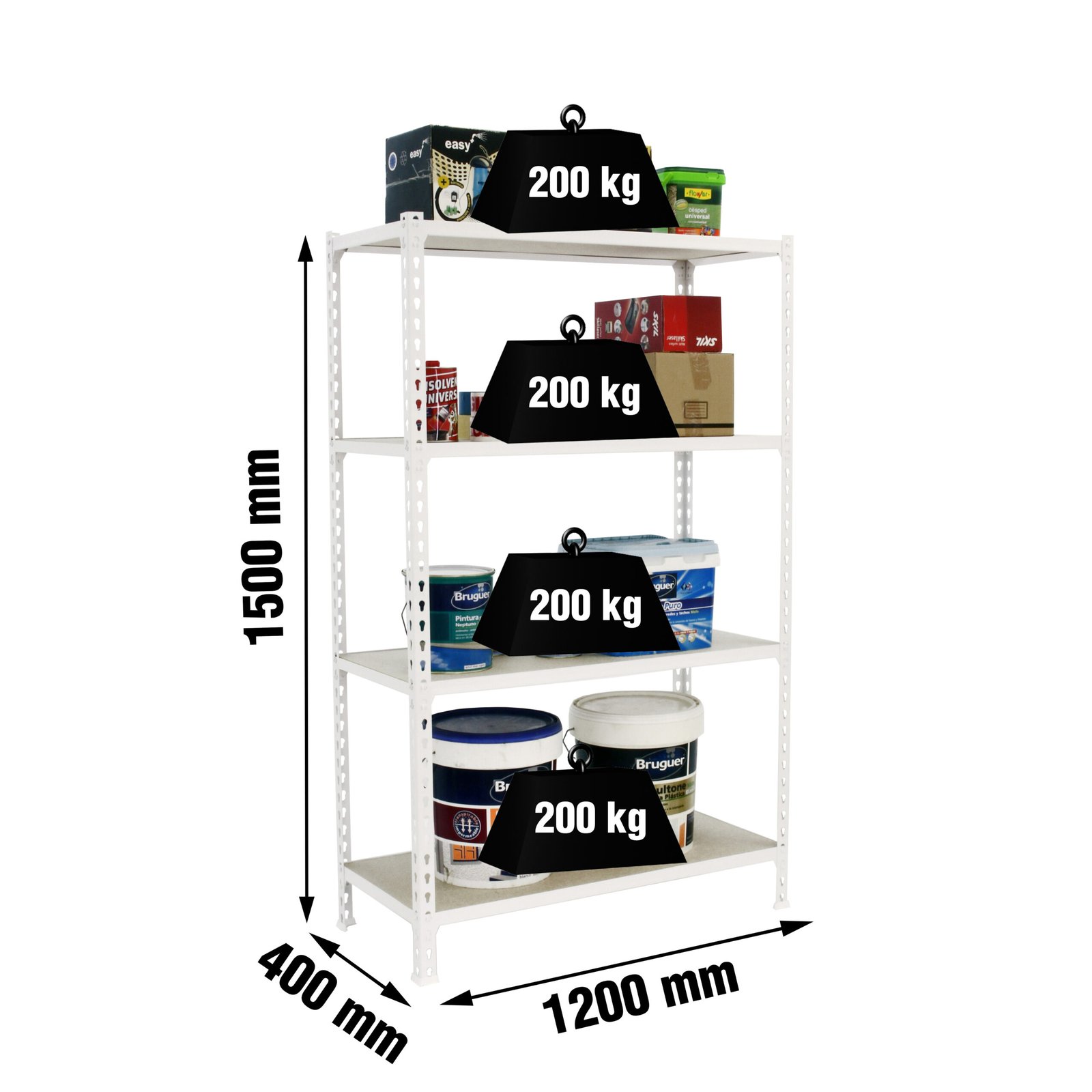 Maderclick Megaplus 4/400 1500 Blanco/madera Simonrack 1500X1200 200 Kg - Imagen 4