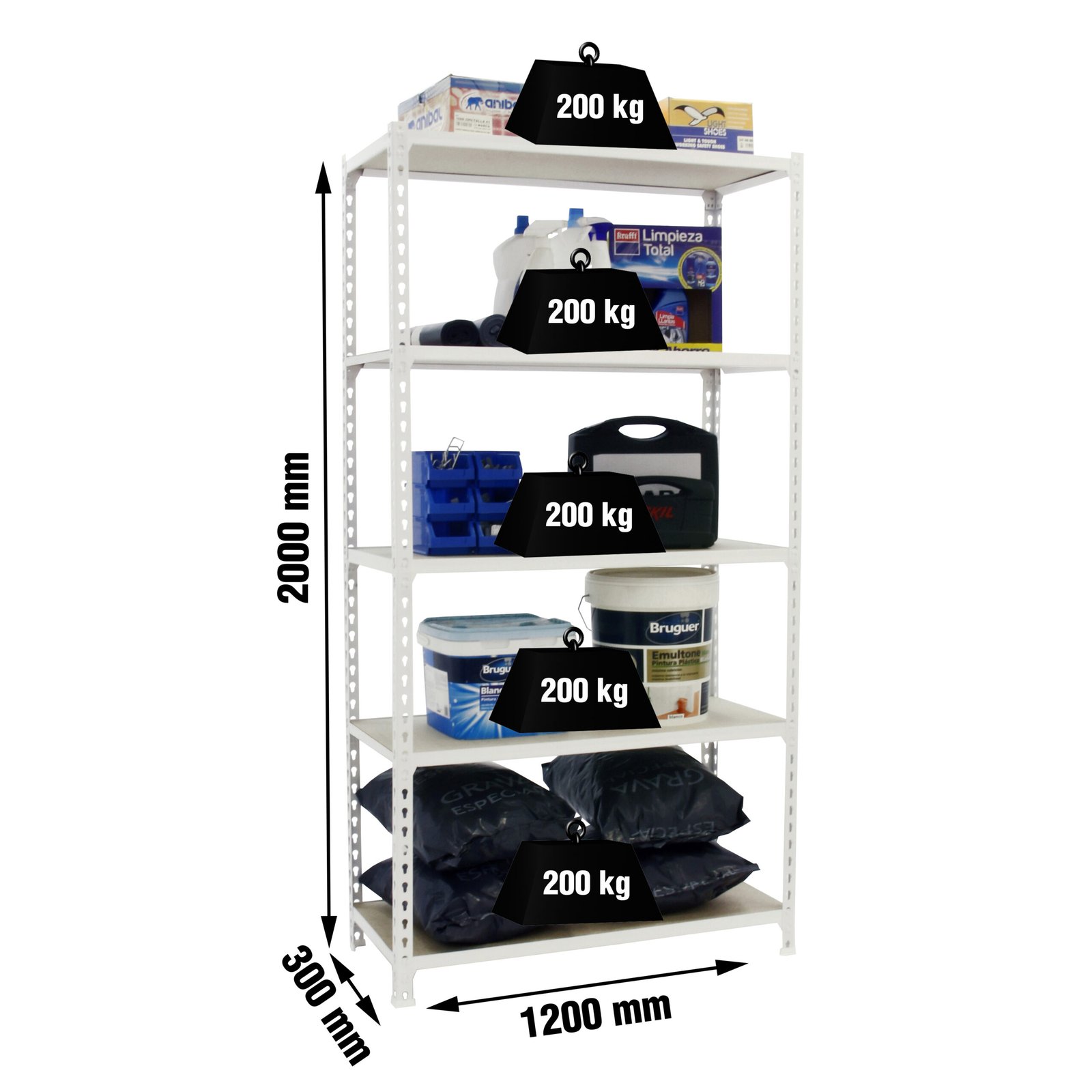 Maderclick Megaplus 5/300 Blanco/madera Simonrack 2000X1200 200 Kg - Imagen 4