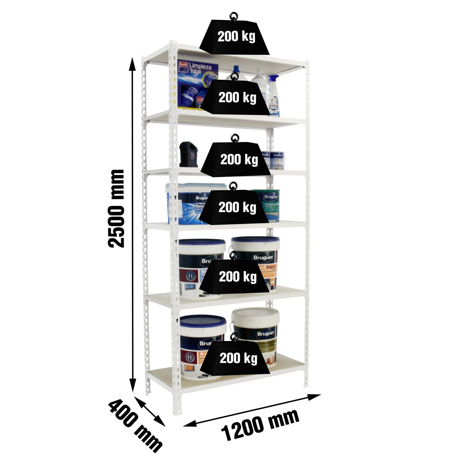 Maderclick Megaplus 6/400 2500 Blanco/madera Simonrack 2500X1200 200 Kg - Imagen 4