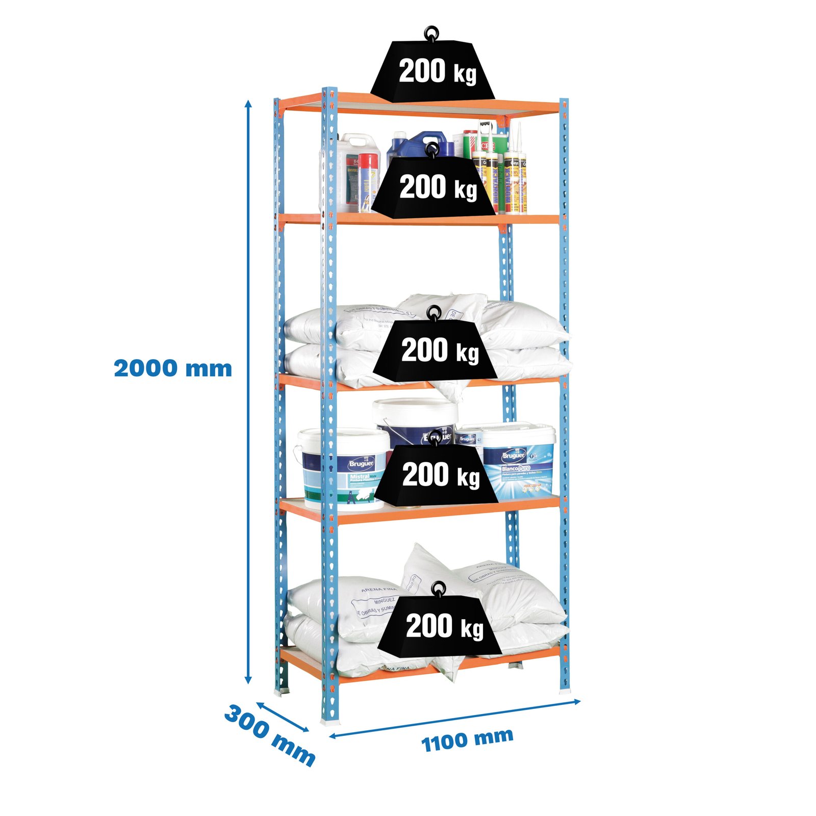 Maderclick Superplus 5/300 Azul/naranja/madera Simonrack 2000X1100 200 Kg - Imagen 4