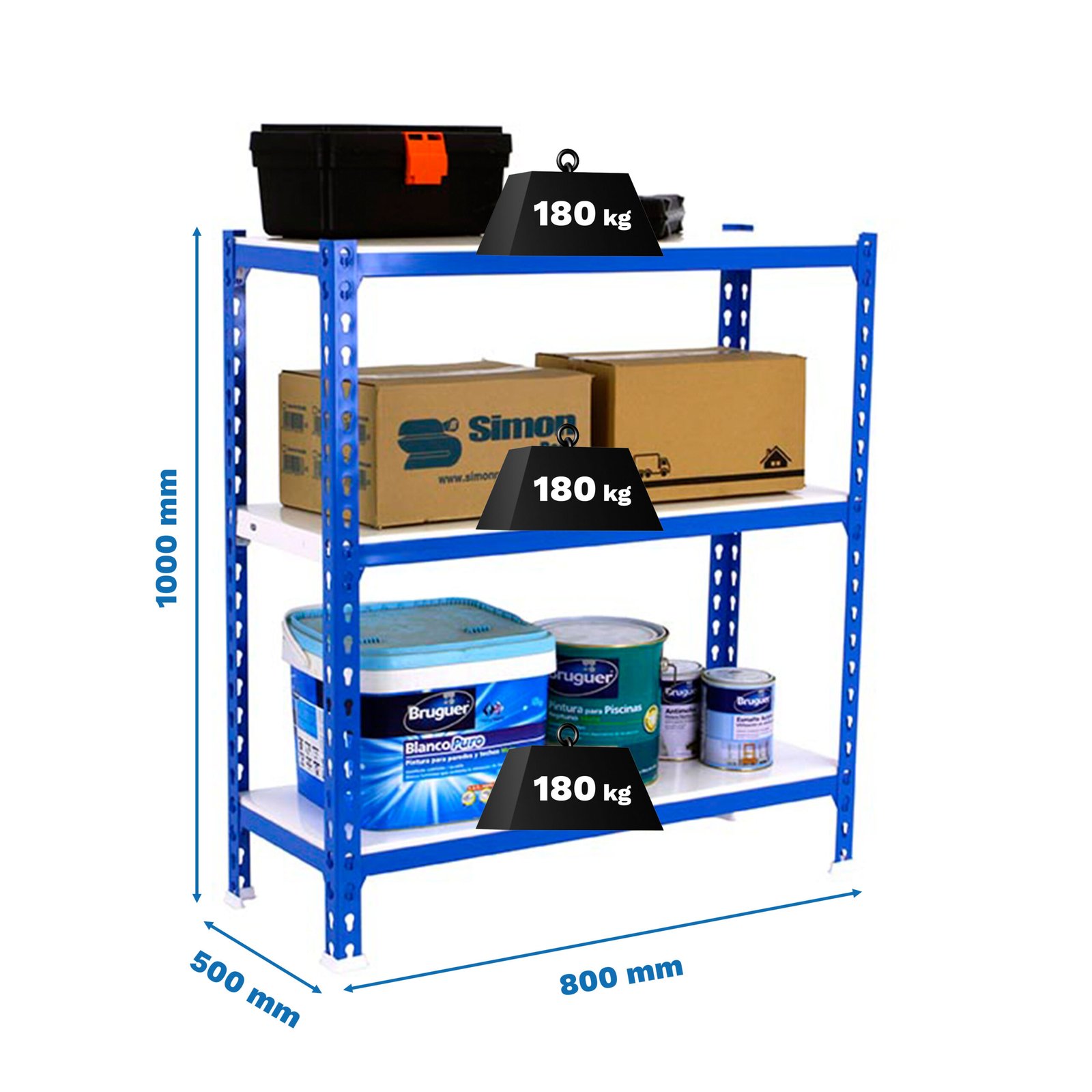 Simonclick MINI 3/500 1000 Azul/blanco Simonrack 1000X800 180 Kg - Imagen 4