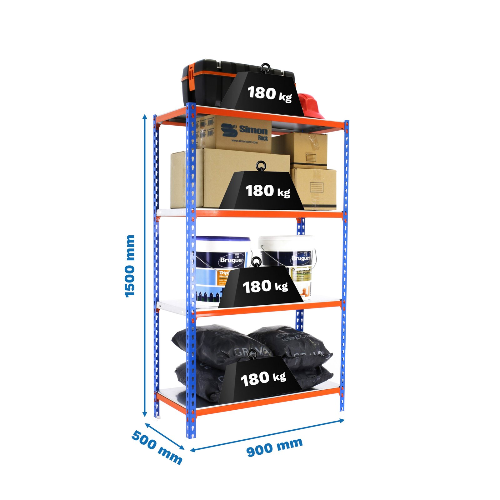Simonclick 4/500 1500 Azul/naranja/galva Simonrack 1500X900 500 Mm - Imagen 4
