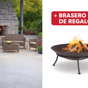 SET Salemo 2 Sillas+sofá+mesa+BRASERO EXT. 47 CM. de regalo, Capuchino Keter 74x67x76 Cm 133x67x76 Cm mueble resina