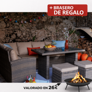 SET BALI 2 Sofás+mesa ALTA+2 PUFS 238x182x78 Cm 45x45x38 Cm mueble fibra
