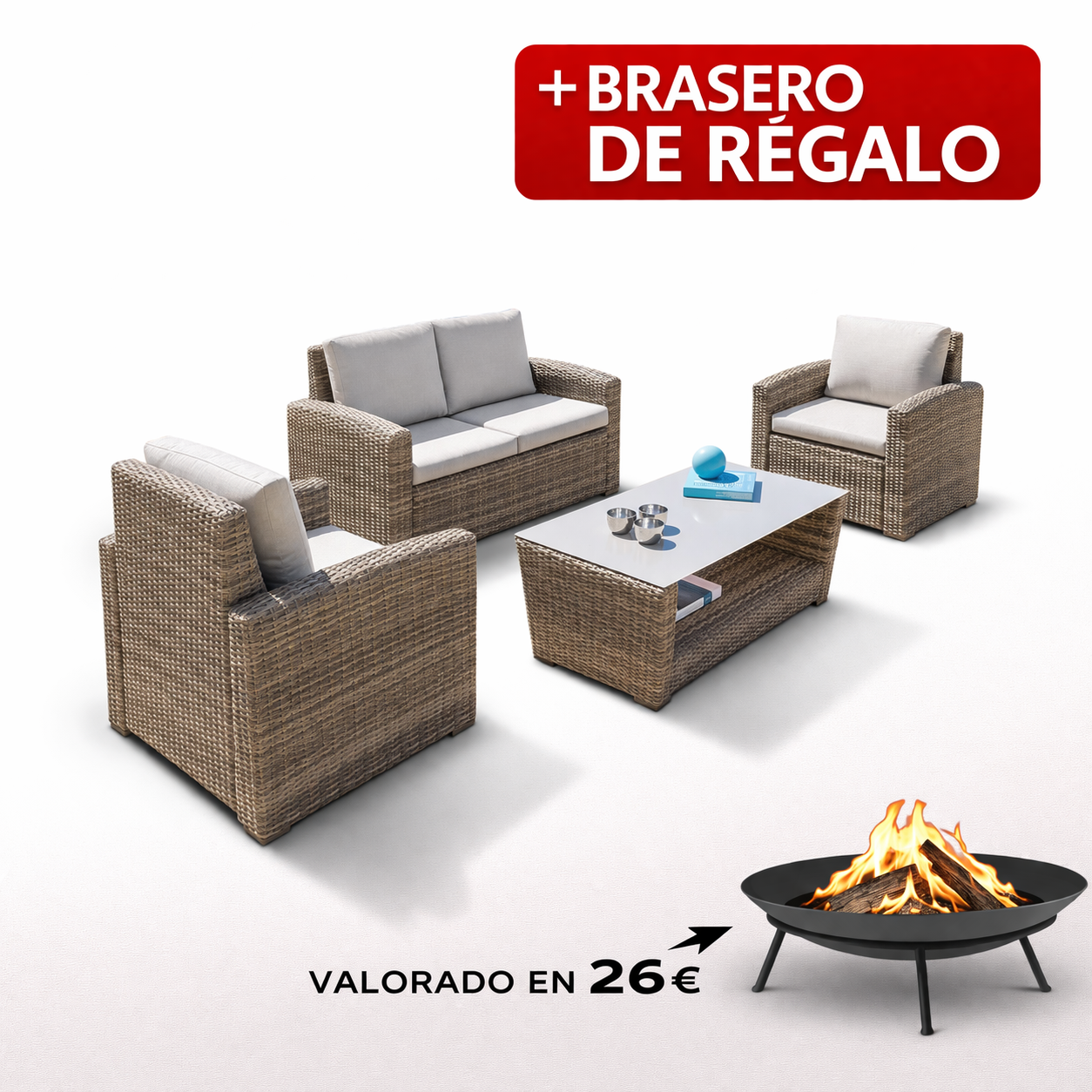 Conjunto Polynesia 128X66X78 Cm 74X66X78 Cm mueble fibra
