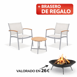 SET Balcón KOS 3 Piezas 1X63 7X75 mueble metal + Brasero exterior de regalo