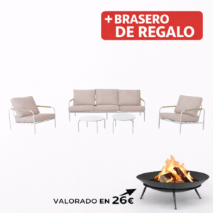 SET Jardin OSLO 5 Piezas 209X90X69 Cm 73X90X69 Cm mueble metal + Brasero exterior de regalo