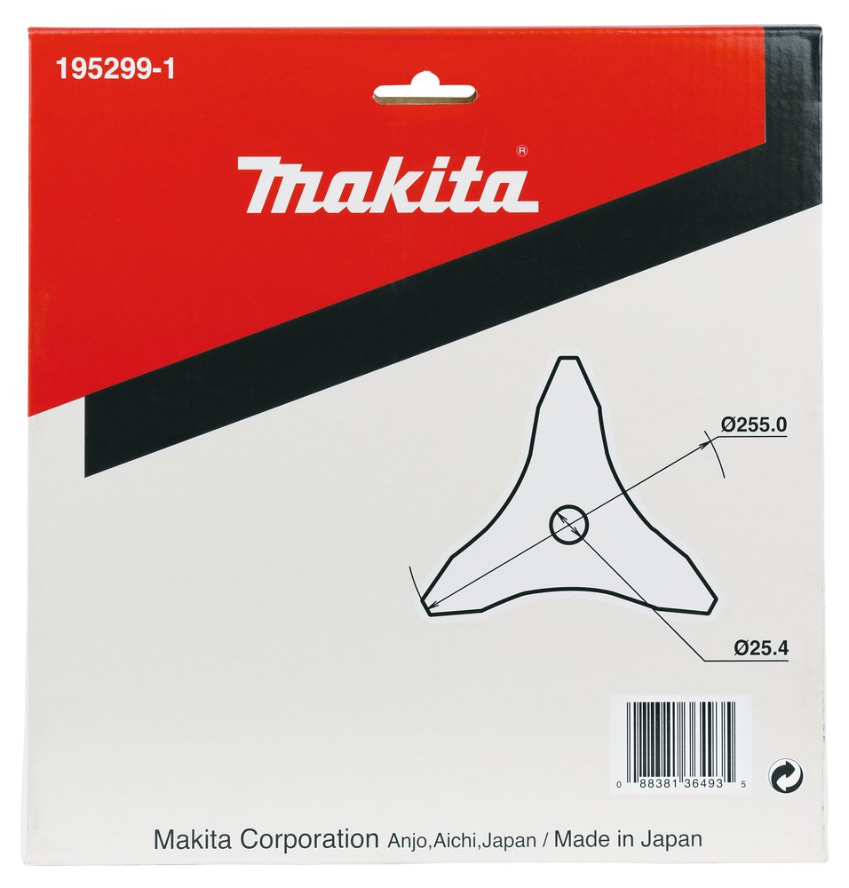 Cuchilla de Desbrozadora 25,4 X 255 Mm, 3 D Makita 195299-1 4X255 Mm gasolina jardín - Imagen 2