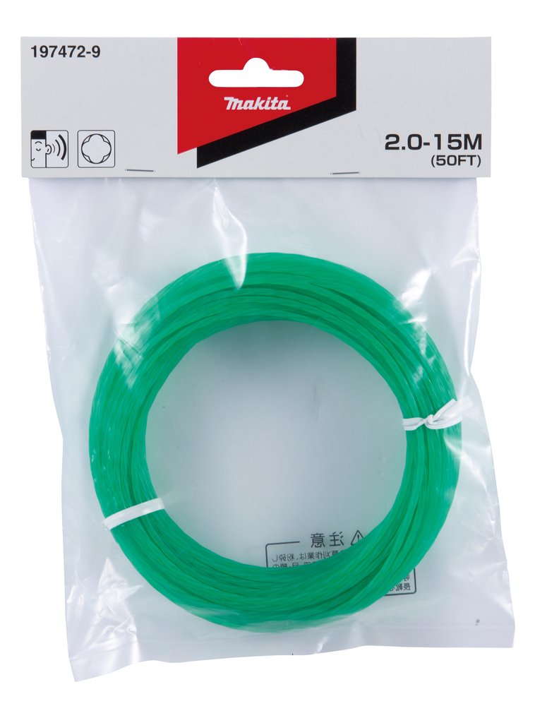 Hilo de Nylon Tipo Trebol de Cuatro Hojas 2 Mm X 15 M, Verde Makita 197472-9 gasolina jardín - Imagen 3