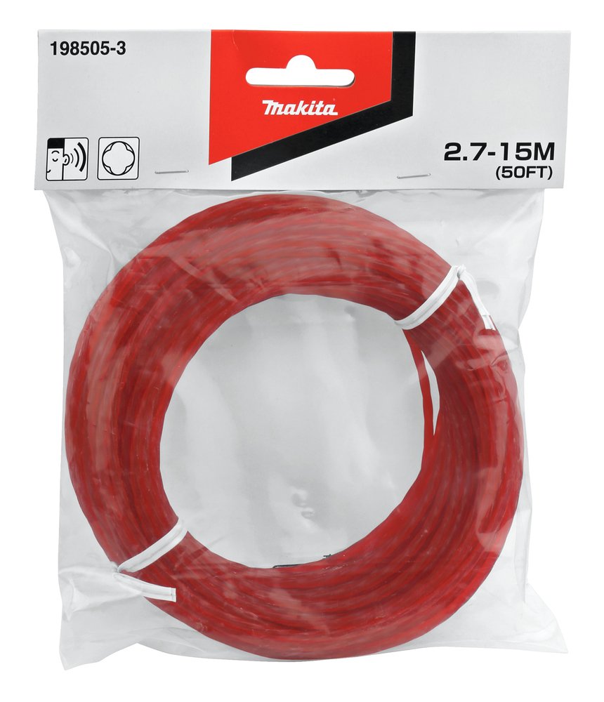 Hilo de Nylon Tipo Trebol de Cuatro Hojas 2,7 Mm X 15 M, Rojo Makita 198505-3 gasolina jardín