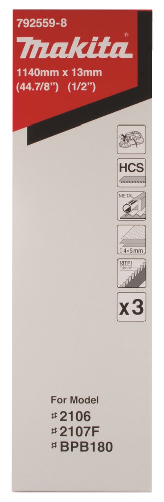 Sierra de Banda, Hcs, 13 X 0,5 X 1 140 Mm, 18 Tpi, 3 Piezas Makita 792559-8 corte - Imagen 2