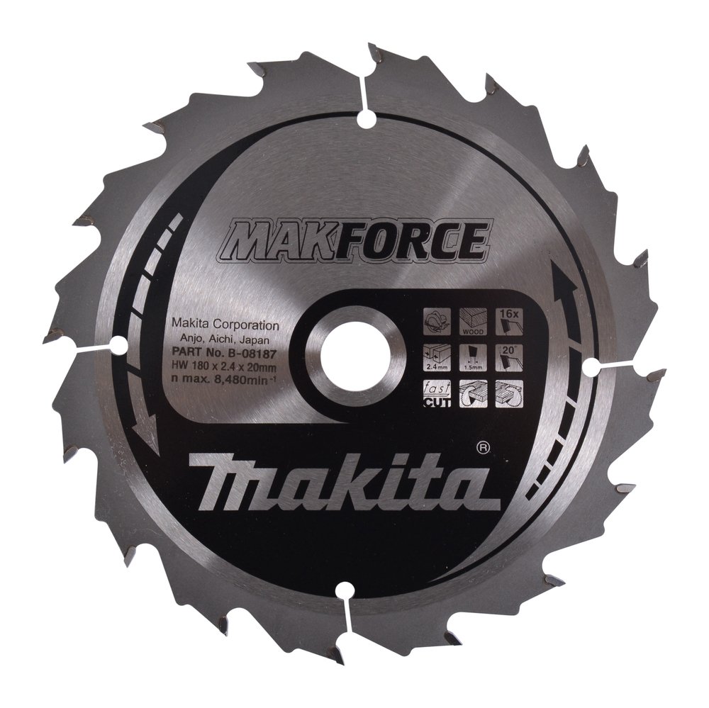 Disco Sierra Circular , Makparace T C T, 180 X 20 Mm, 16 D Makita B-08187 180X20 Mm corte