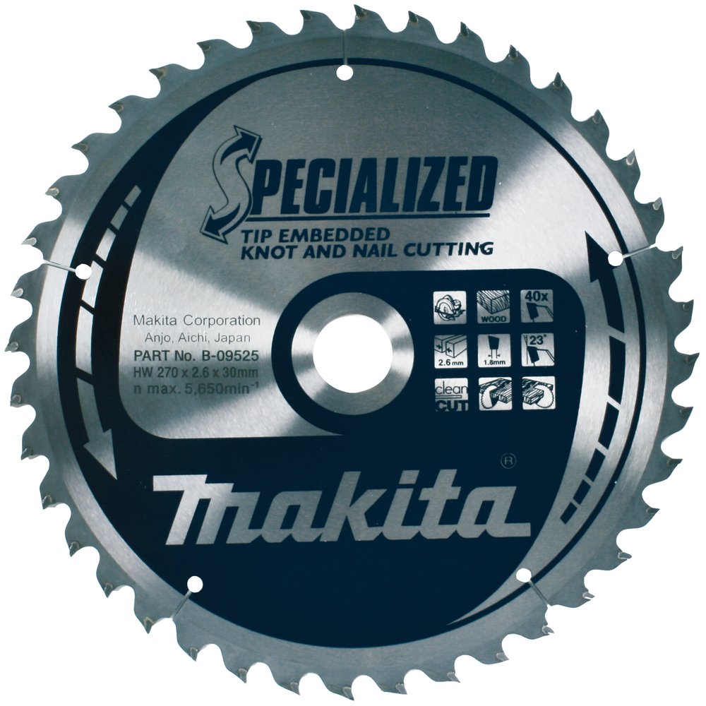 Disco Sierra Circular , Specialized T C T, 270 X 30 Mm, 40 D Makita B-09525 270X30 Mm corte