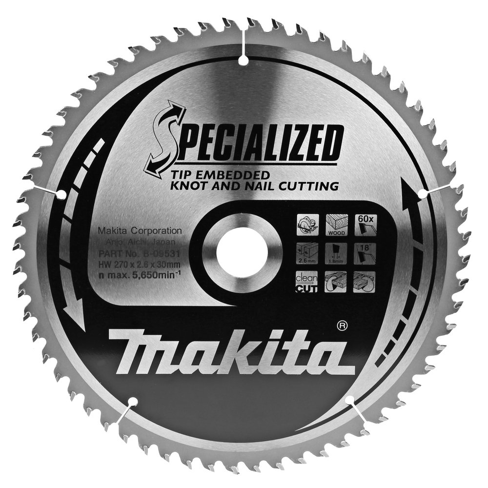 Disco Sierra Circular , Specialized T C T, 270 X 30 Mm, 60 D Makita B-09531 270X30 Mm corte