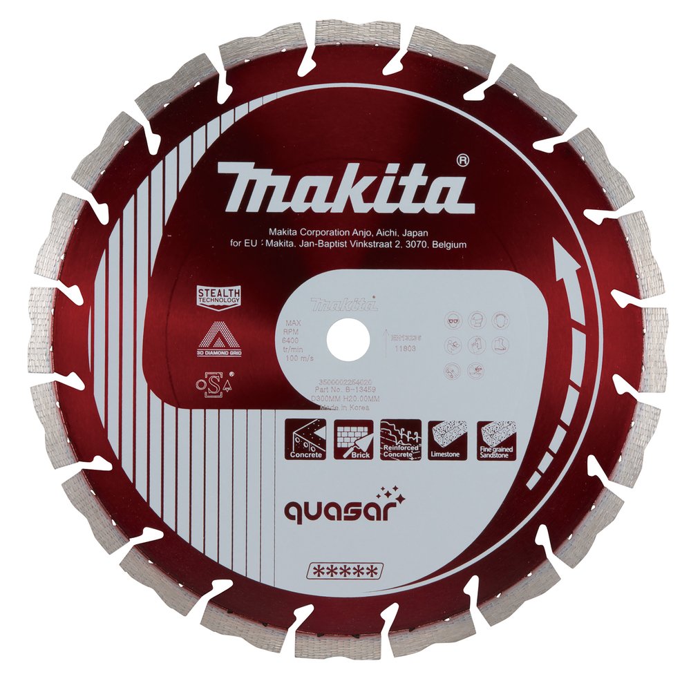 Disco Diamantado 300 Mm, Quasar Stealth, 3 Ddg, Seco y Húmedo Makita B-13459 300X20 Mm diamante altura máx. 12 m