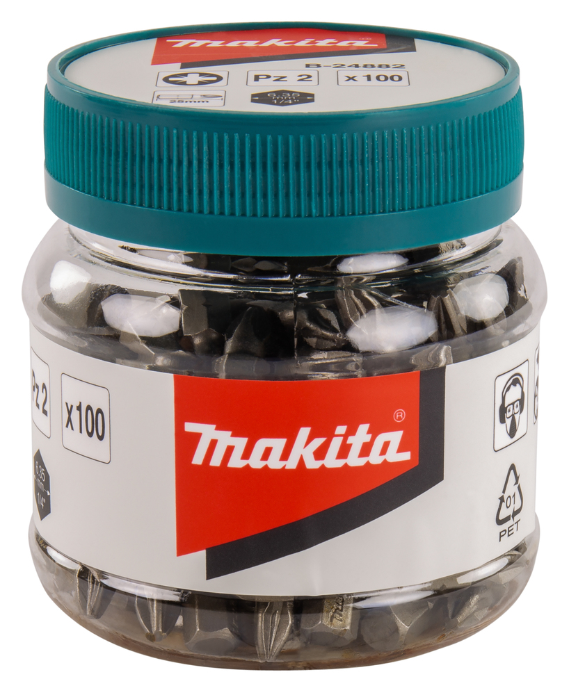 Punta, PZ2, 25 Mm, 100 Piezas Makita B-24882 perforación fijación - Imagen 2