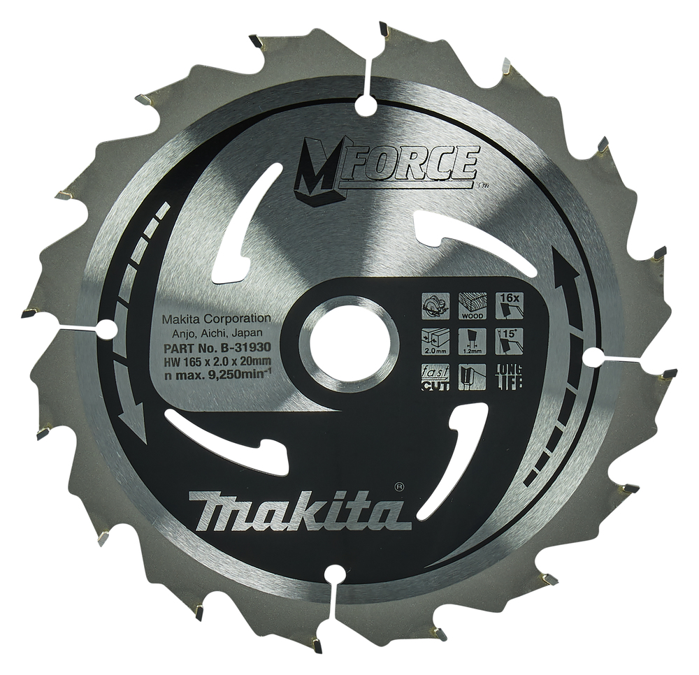 Disco Sierra Circular , M-parace T C T, 165 X 20 Mm, 16 D Makita B-31930 165X20 Mm corte