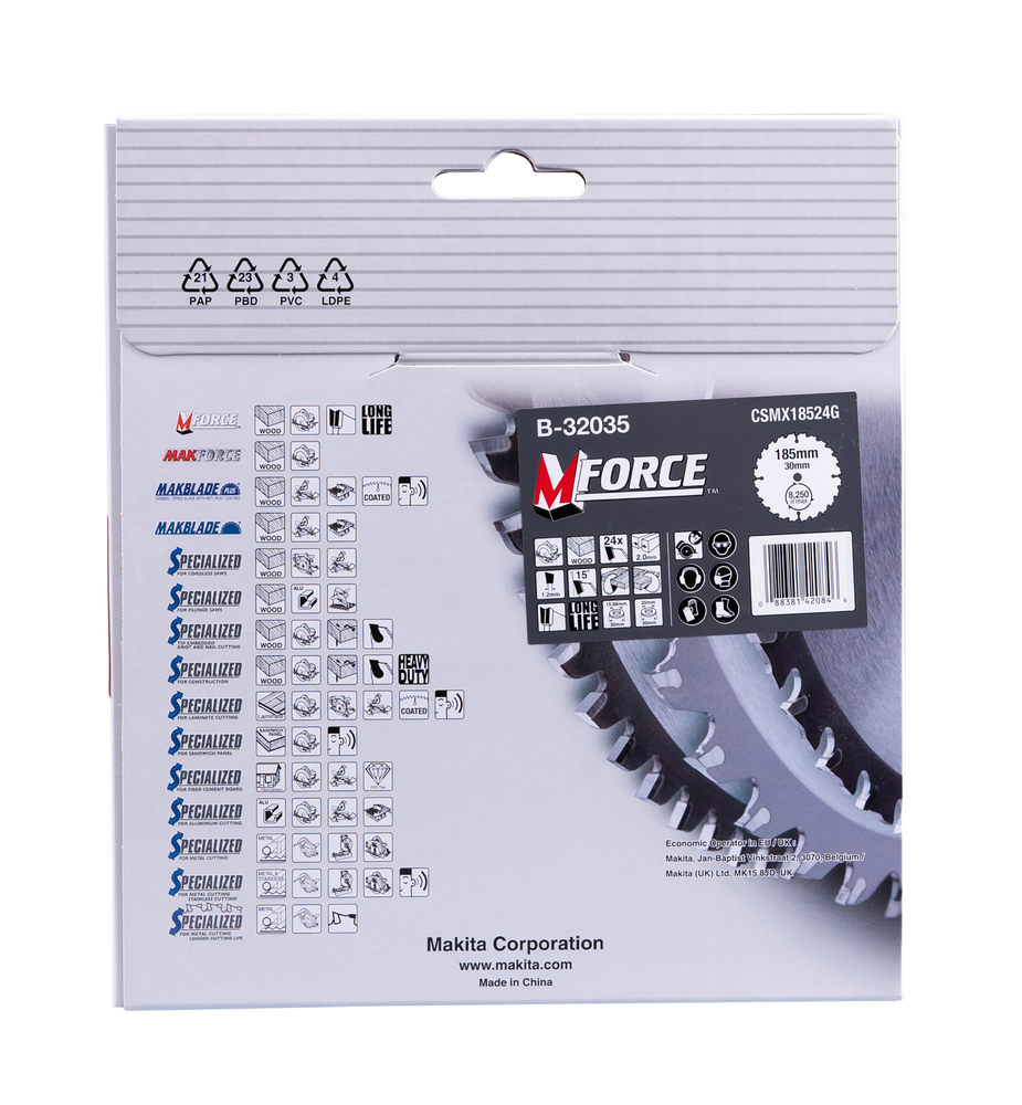 Disco Sierra Circular , M-parace T C T, 185 X 30 Mm, 24 D Makita B-32035 185X30 Mm corte - Imagen 4