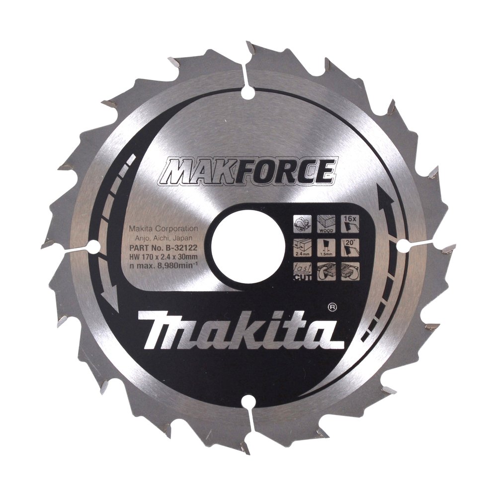 Disco Sierra Circular , Makparace T C T, 170 X 30 Mm, 16 D Makita B-32122 170X30 Mm corte