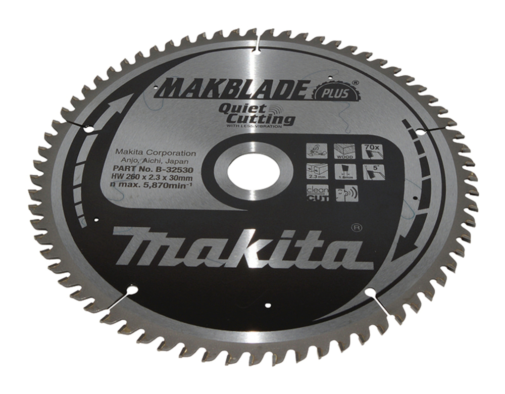 Disco Sierra Circular , Makblade+ T C T, 260 X 30 Mm, 70 D Makita B-32530 260X30 Mm corte