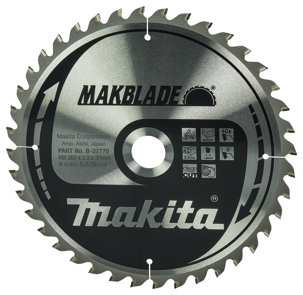 Disco Sierra Circular , Makblade T C T, 260 X 30 Mm, 40 D Makita B-32770 260X30 Mm corte