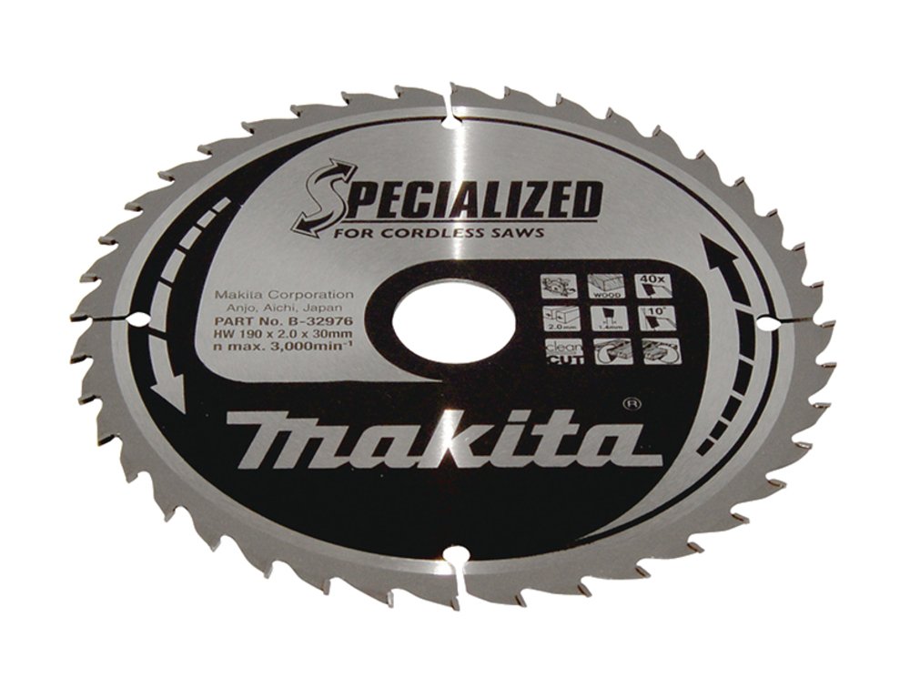 Disco Sierra Circular , Specialized T C T, 190 X 30 Mm, 40 D Makita B-32976 190X30 Mm corte