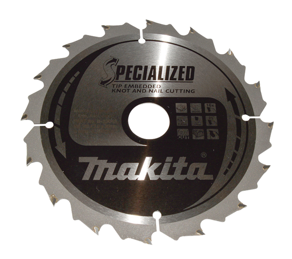 Disco Sierra Circular , Specialized T C T, 185 X 30 Mm, 16 D Makita B-33043 185X30 Mm corte