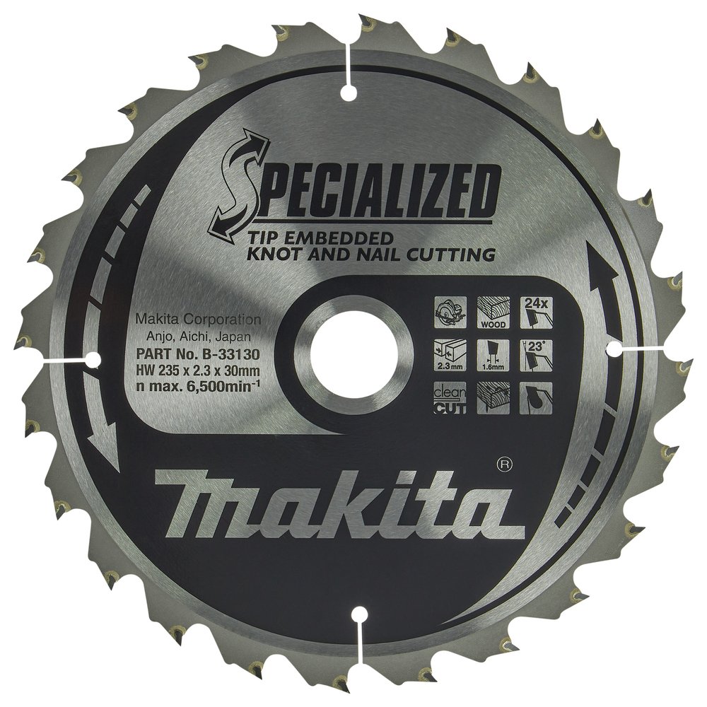 Disco Sierra Circular , Specialized T C T, 235 X 30 Mm, 24 D Makita B-33130 235X30 Mm corte