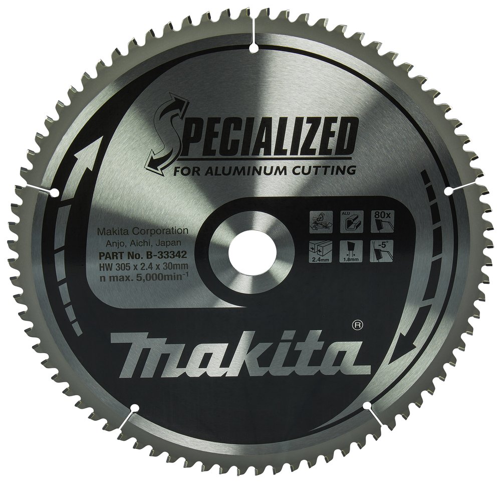 Disco Sierra Circular , Specialized T C T, 305 X 30 Mm, 80 D Makita B-33342 305X30 Mm Mate corte aluminio
