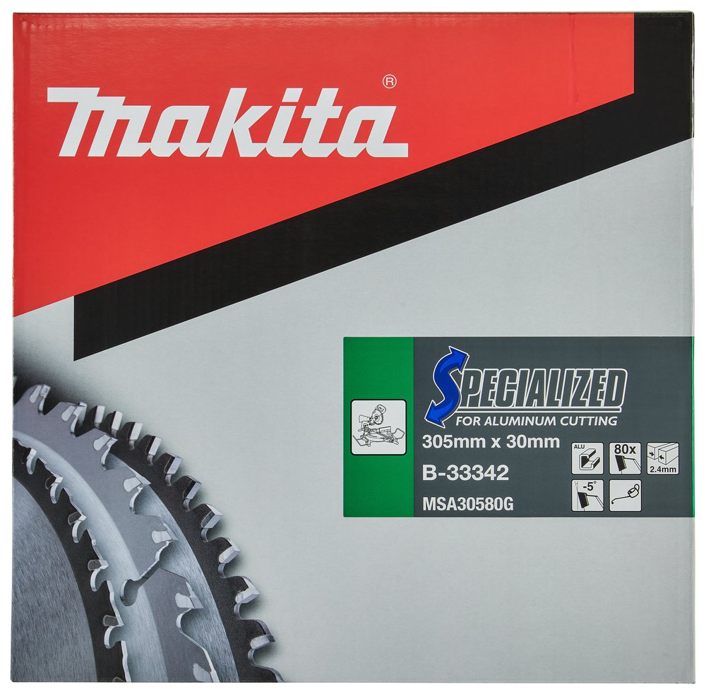 Disco Sierra Circular , Specialized T C T, 305 X 30 Mm, 80 D Makita B-33342 305X30 Mm Mate corte aluminio - Imagen 3