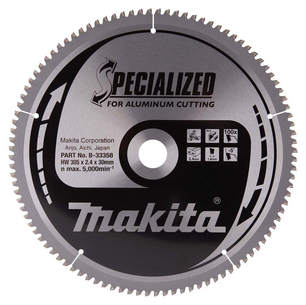 Disco Sierra Circular , Specialized T C T, 305 X 30 Mm, 100 D Makita B-33358 305X30 Mm Mate corte aluminio