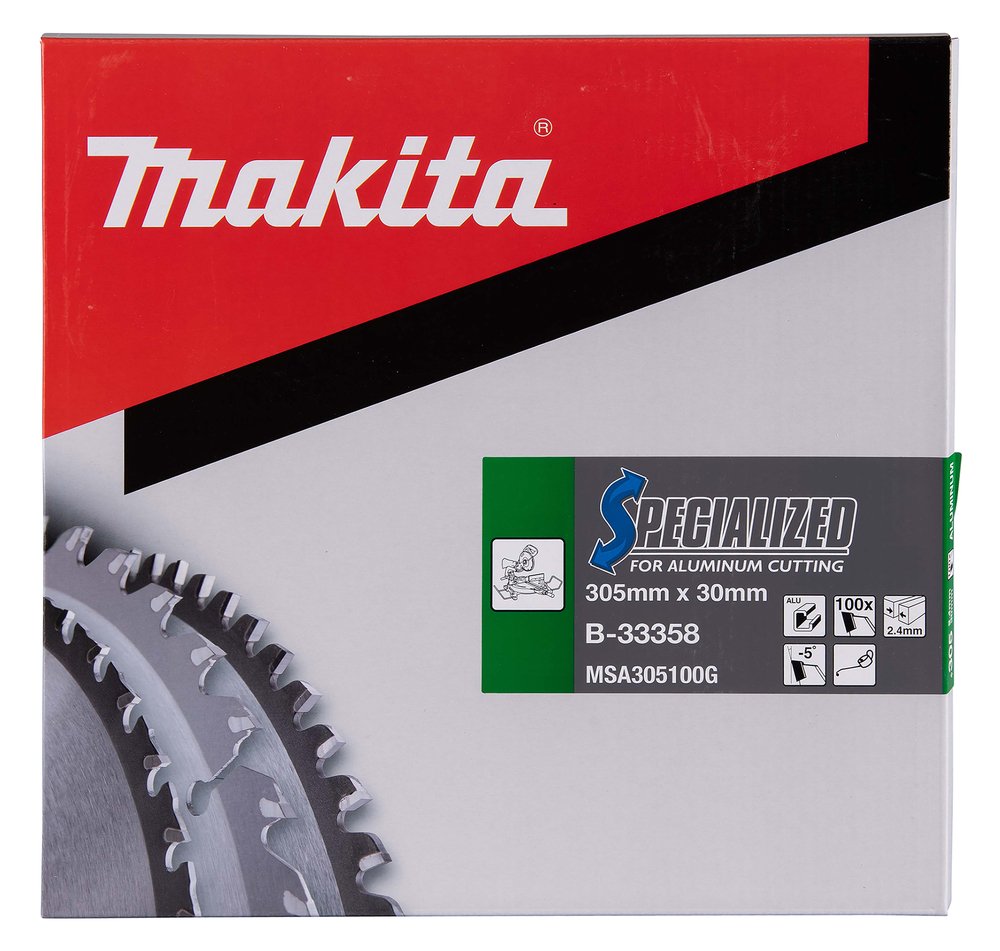 Disco Sierra Circular , Specialized T C T, 305 X 30 Mm, 100 D Makita B-33358 305X30 Mm Mate corte aluminio - Imagen 3