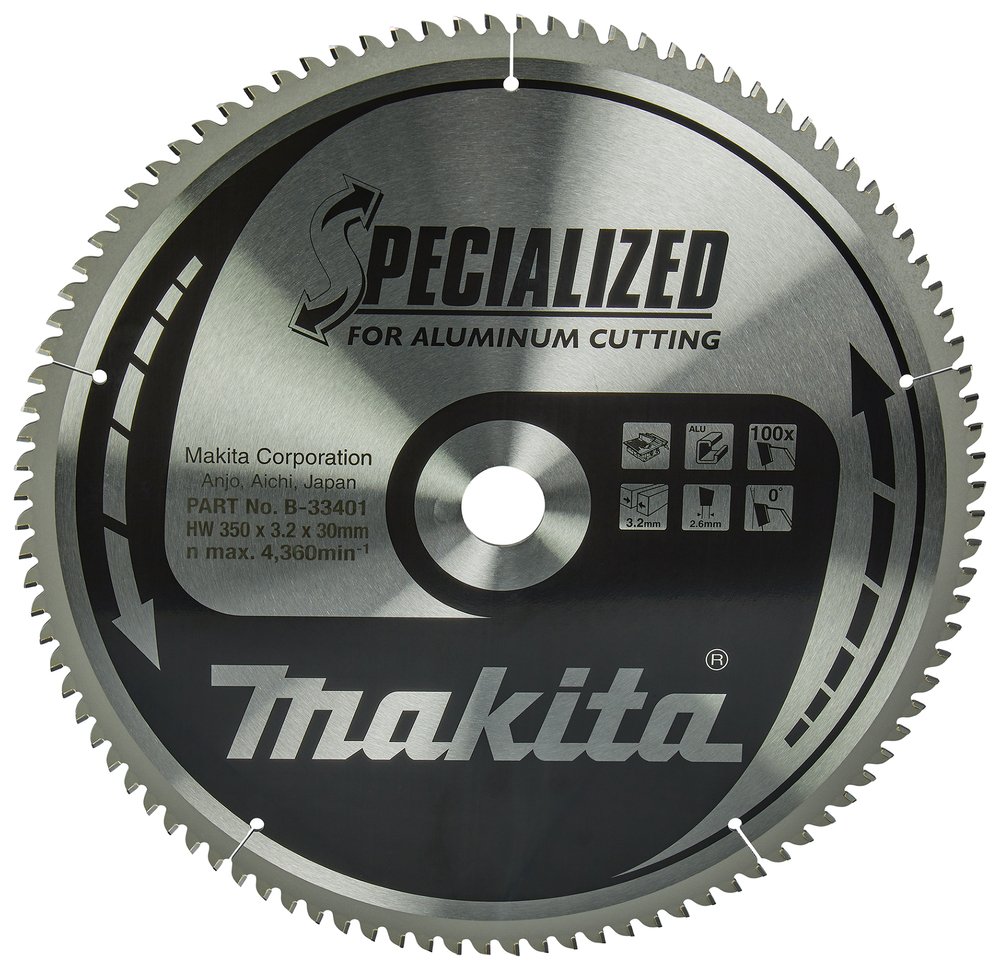 Disco Sierra Circular , Specialized T C T, 350 X 30 Mm, 100 D Makita B-33401 350X30 Mm Mate corte aluminio