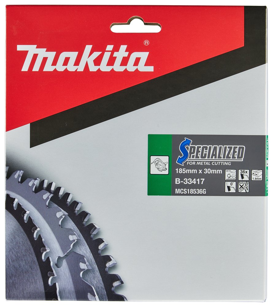 Disco Sierra Circular , Specialized T C T, 185 X 30 Mm, 36 D Makita B-33417 185X30 Mm Mate corte - Imagen 2