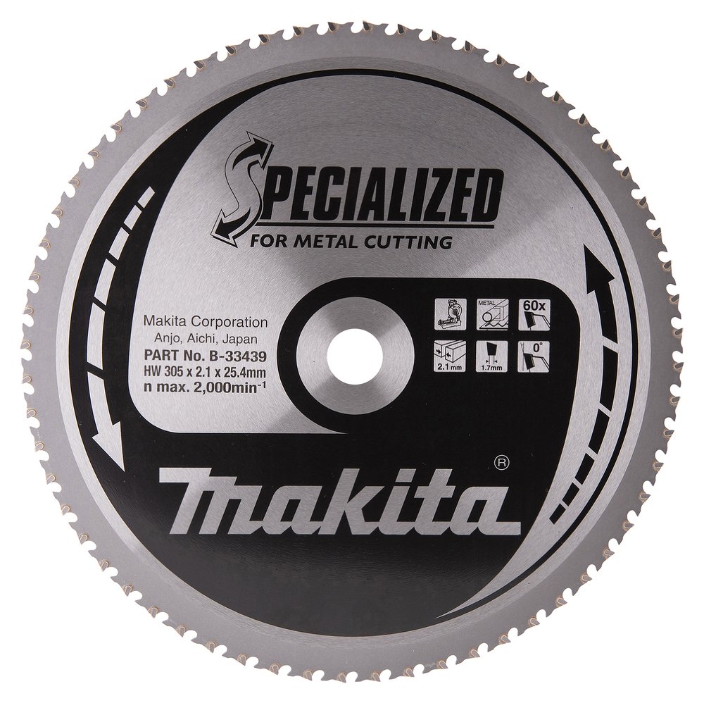 Disco Sierra Circular , Specialized T C T, 305 X 25,4 Mm, 60 D Makita B-33439 305X25 Mate corte