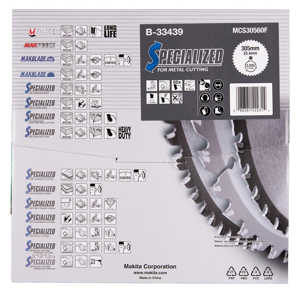 Disco Sierra Circular , Specialized T C T, 305 X 25,4 Mm, 60 D Makita B-33439 305X25 Mate corte - Imagen 4