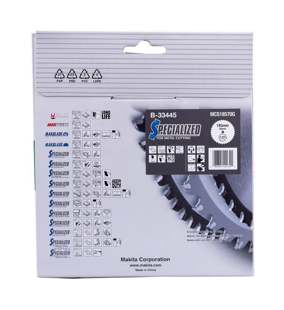 Disco Sierra Circular , Specialized T C T, 185 X 30 Mm, 70 D Makita B-33445 185X30 Mm Mate corte - Imagen 4