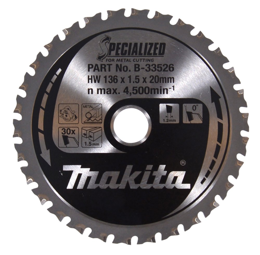 Disco Sierra Circular , Specialized T C T, 136 X 20 Mm, 30 D Makita B-33526 136X20 Mm Mate corte