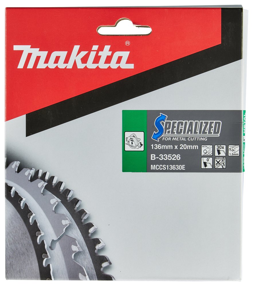 Disco Sierra Circular , Specialized T C T, 136 X 20 Mm, 30 D Makita B-33526 136X20 Mm Mate corte - Imagen 2