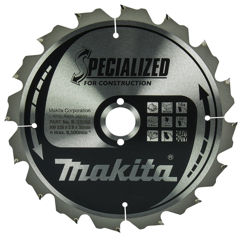 Disco HM Sierra Circular,, Specialized T C T, 235 X 30 Mm, 16 T Makita B-33560 235X30 Mm corte