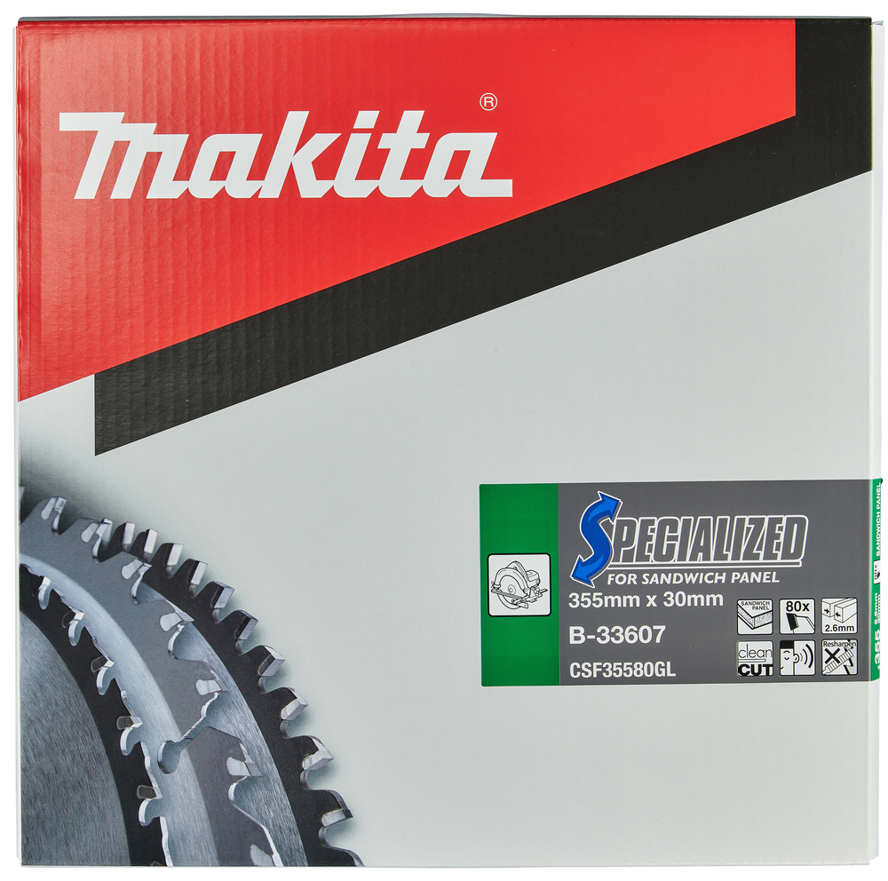 Disco Sierra Circular , Specialized T C T, 355 X 30 Mm, 80 D Makita B-33607 355X30 Mm Mate corte aluminio - Imagen 2