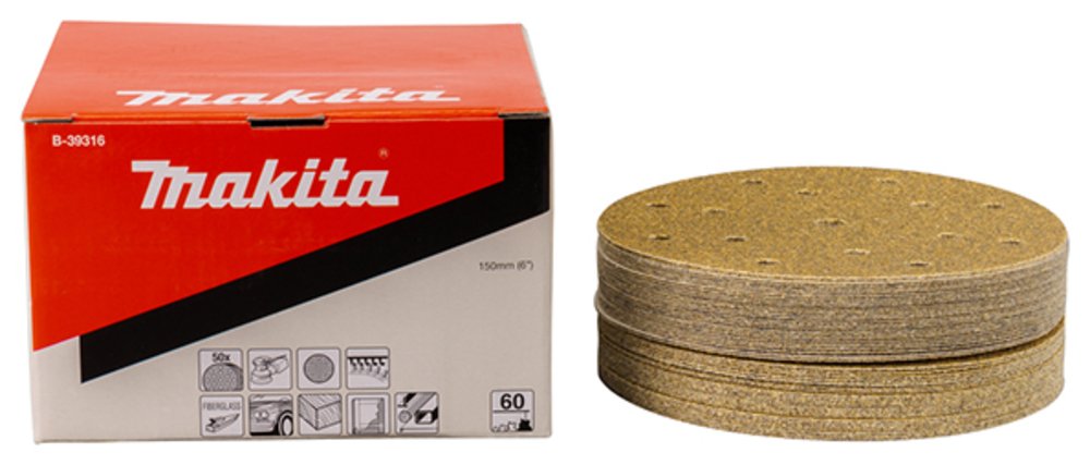Disco de Lijado 150 Mm, K60 Makita B-39316 abrasivo pulido