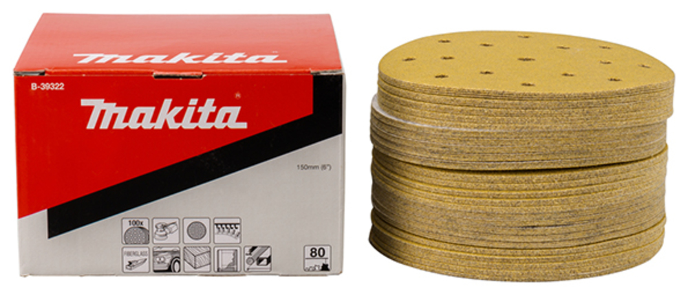 Disco de Lijado 150 Mm, K80 Makita B-39322 abrasivo pulido