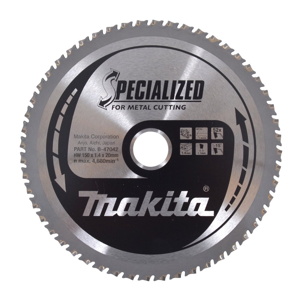 Disco Sierra Circular , Specialized T C T, 150 X 20 Mm, 52 D Makita B-47042 150X20 Mm Mate corte