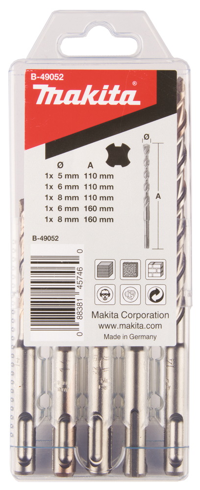 Juego de Brocas V-plus Makita B-49052 8X110 Mm 8X160 Mm perforación fijación - Imagen 2