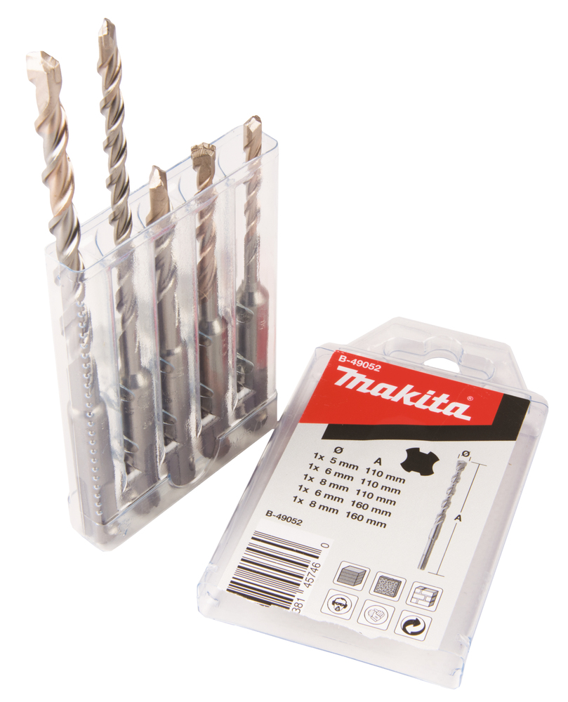 Juego de Brocas V-plus Makita B-49052 8X110 Mm 8X160 Mm perforación fijación