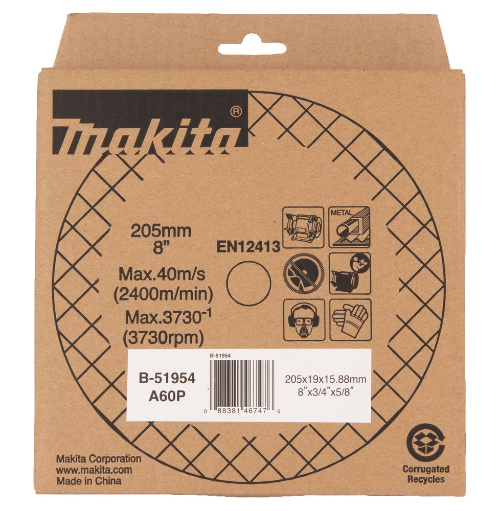 Disco Esmerilador 205 Mm, A60P Makita B-51954 205 MM 205X19X15 trabajo metal - Imagen 2