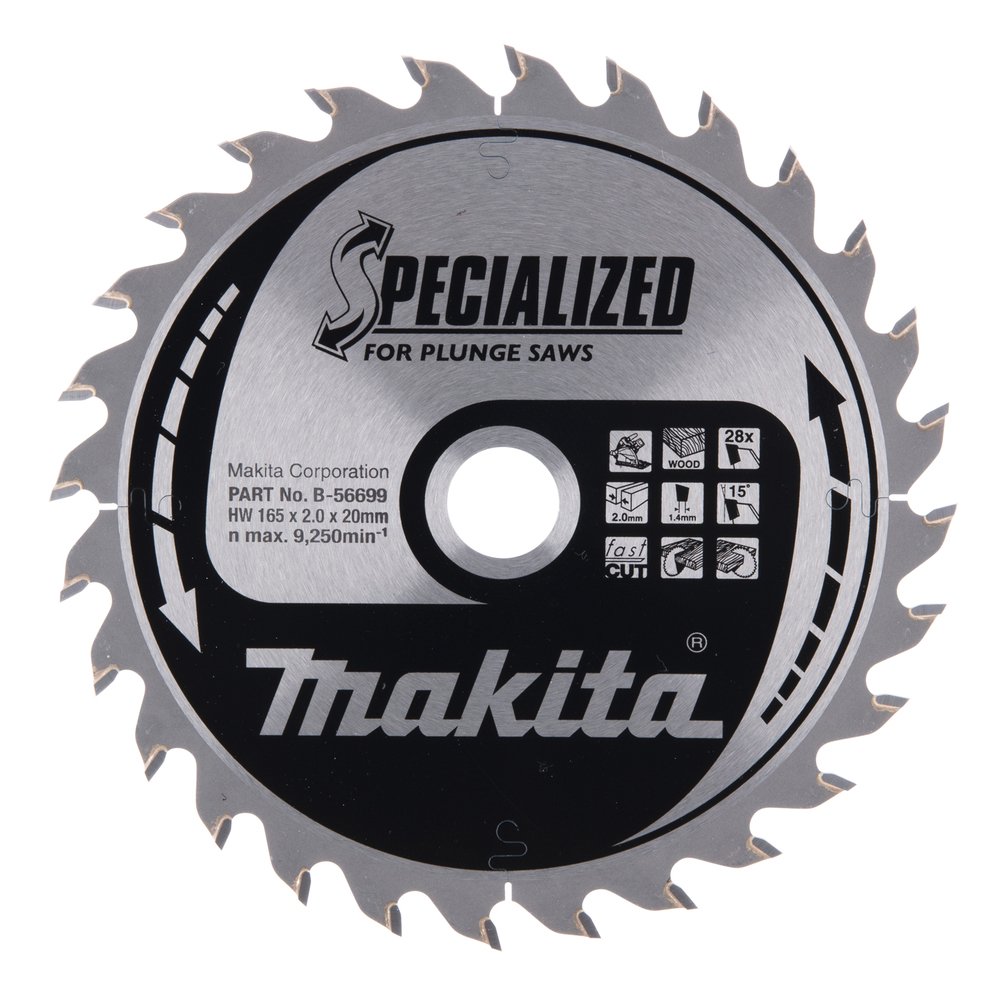 Disco Sierra Circular , Specialized T C T, 165 X 20 Mm, 28 D Makita B-56699 165X20 Mm corte - Imagen 2